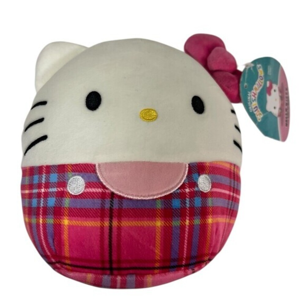 Squishmallows Sanrio Hello Kitty Plush Pink Plaid 7 in w/ Hang Tag